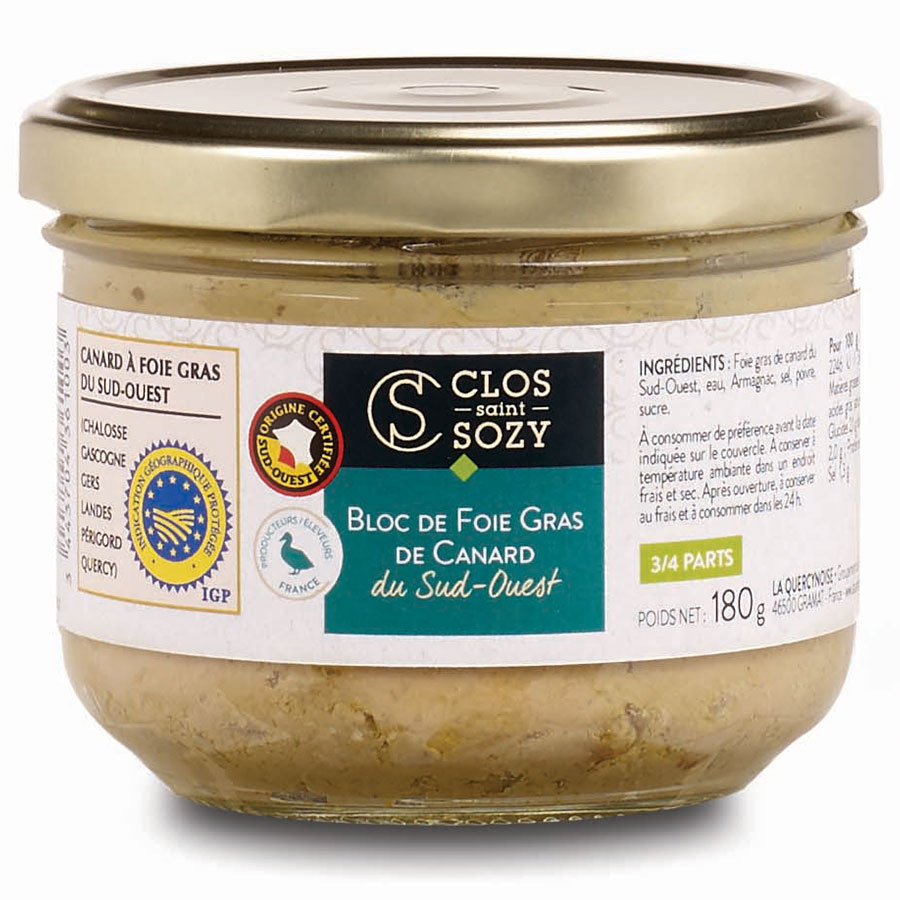 Bloc de foie gras de canard du Sud Ouest 180g