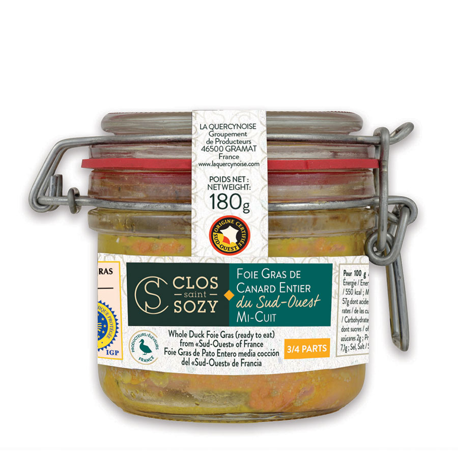 Foie gras de canard entier mi-cuit, Le clos Saint Sozy (500 g)